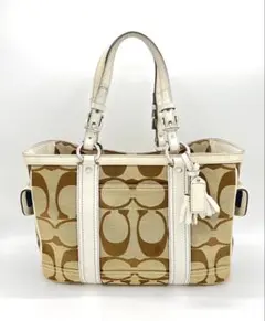 COACH コーチ シグネチャー トートバッグ ホワイトレザー