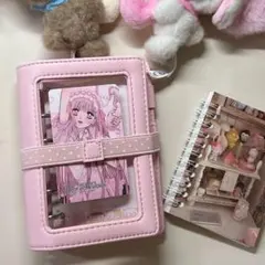 A7手帳カバー　システム手帳　推し活手帳　二折 ピンク