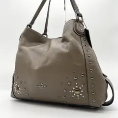 美品✨コーチ　ショルダーバッグ　ウエスタンリベット　イーディー　レザー　ブラウン