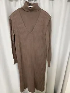 nano universe ブラウン ニットワンピース