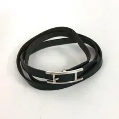 HERMES エルメス アピ レザーブレスレット 黒 ブラック レディース
