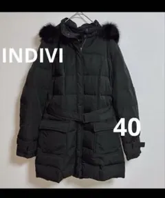 INDIVI ダウンコート 黒 40サイズ フード付