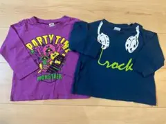 ロンT 2枚セット デビロック 騙し絵 Tシャツ 長袖 a ネイビー 80 90