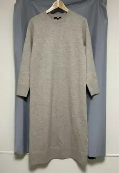美品 ユニクロ スフレヤーン ワンピース ベージュ M