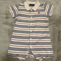 バーバリーストライプ ポロシャツロンパース　80cm