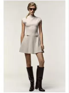 ZARA ソフトショートワンピース ベージュ