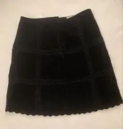 黒いベルベットチェックタイトスカートMサイズ冬物