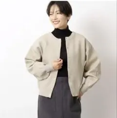 OPAQUE.CLIP　前後2wayカーディガン　M ラメ入り　ニット　ボタン