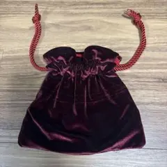 バーガンディカラーベルベット 巾着袋