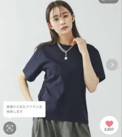 GLOBAL WORK リッチクリーン透けにくいベーシックT ネイビーのサムネイル