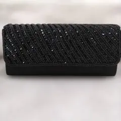 黒　ビーズ装飾　クラッチバッグ　和装バック　パーティーバック　鋲付き