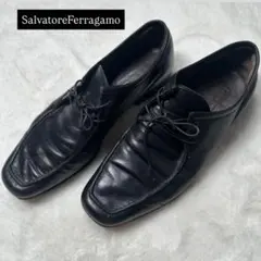 極美品　フェラガモ　レースアップ　シューズ 革靴　ブラック　26　モカシン縫い