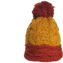 2トーンニット帽/マスタード＆マルーン