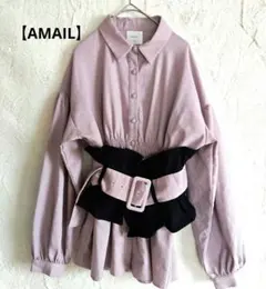【アマイル】AMAIL トップスシャーリングブラウス ウエストベルト付きのサムネイル