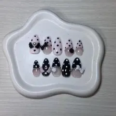 【No4】現品 サイズオーダー ウィッシュコア ドットフレンチ 羽 y2kネイル