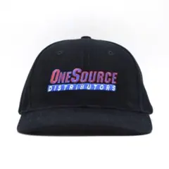 ONE SOURCE ハワイ 企業 ロゴ 刺繍 キャップ ブラック 古着 星条旗
