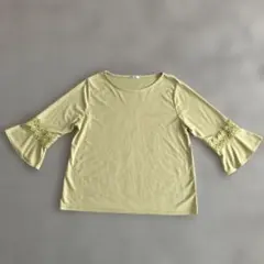 七分袖トップス 黄緑 L