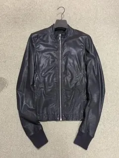 Rick Owens ラムレザー ハイネック ライダースジャケット 40 グレー Rick Owens - 【激レアモデル】RICK OWNS 斜めジップ×ハイネック