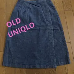 OLD UNIQLO ダークブルー ラップスタイル スカート ♪