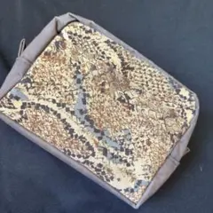 【値下げ】ヘビ柄ポーチ ブラウン系