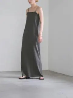 最終お値下げ ダブルストラップカップ付きリブキャミワンピース