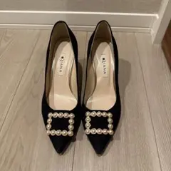 DIANA ブラック パール装飾 ハイヒール
