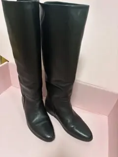 greadybrilliant ブラックロングブーツ サイドファスナー　レザー