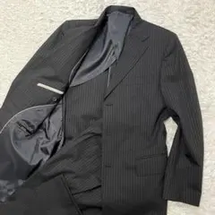 極美品 P.S.FA セットアップ M スーツ 黒ストライプ ワイドパンツ