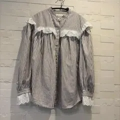 極美品◇マーリエルカセット レース ドッキング ブラウス◇7号 