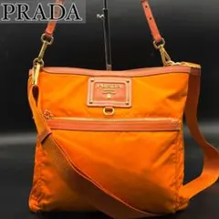 プラダ 2way ハンドバッグ ワンショルダー ショルダー オレンジ ナイロン