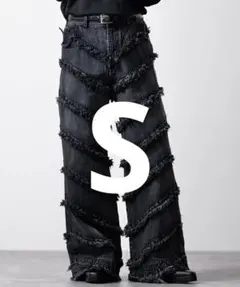 CLEL】特殊加工ダブルニーデニムパンツ ダークブラック S - メルカリ