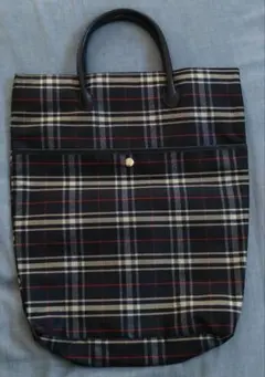 【未使用】チェック　トートバッグ ネイビー