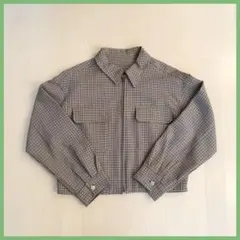 【ほぼ未使用】 GU チェッククロップドシャツジャケット ブルゾン L