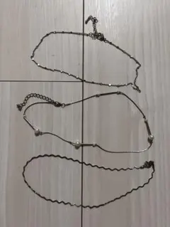 シルバーチョーカーネックレス3点セット