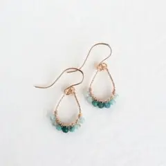 14kgf グランディディエライト 雫 スパークルフープ ピアス *イヤリング可