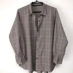 GLOBAL WORK 365日マイスタイルシャツ ブラウングレンチェック M