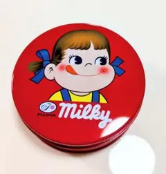 不二家ぺこちゃん Milky 赤い丸缶