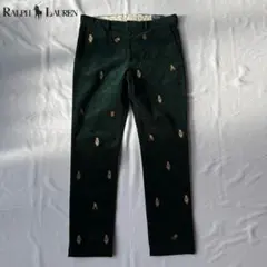 POLO RALPH LAUREN コーデュロイ 刺繍 ベア グリーン パンツ