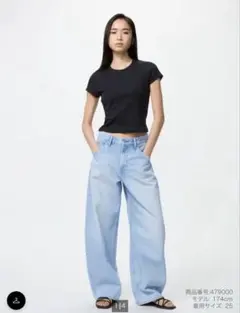 新品タグ付ユニクロバギーカーブジーンズ25