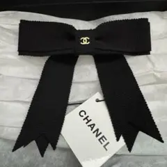 CHANEL ボウ バレッタ ツイード柄 25B ピンク ブラック ココマーク