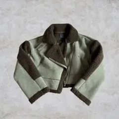 【美品】　JEANASIS ムートン風 ボアジャケット カーキ F ベルト付き