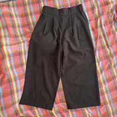 GLOBAL WORK黒 ワイドパンツ ゴムウエスト プリーツ入り