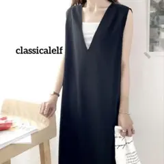 classicalelf Vネックマキシ丈ジャンパースカート　ブラック　M