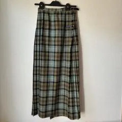 vintage ウール ロングスカート ラップスカート 巻きスカート チェック