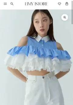 【美品】eimy istoire ピンク ボウタイラッフルブラウス ボウタイラッフルブラウス