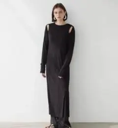 【美品】 ALEXIA STAM ブラック シアーロングワンピース S