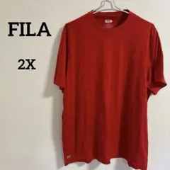 FILA フィラ 赤 Tシャツ 【2X】半袖 大きめ ユニセックス 海外古着