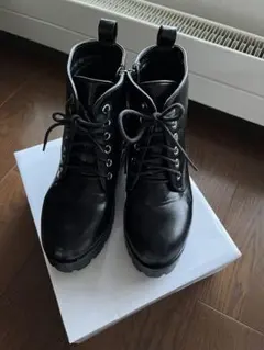 レースアップ厚底ブーツ ブラック M
