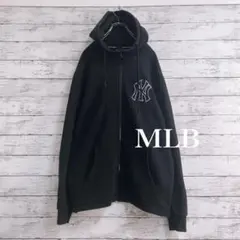 r0083 MLB ニューヨーク・ヤンキース パーカー 黒 XL 刺繍ロゴ