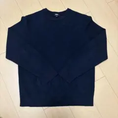 ウォッシャブルミラノリブクルーネックセーター ネイビー L